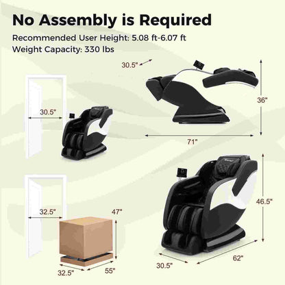 Fauteuil inclinable de massage zéro gravité Costway SL Track avec pied extensible thaïlandais