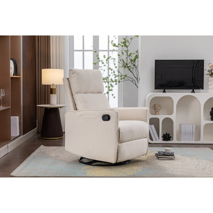 Fauteuil à bascule pivotant en coton et lin, fauteuil inclinable avec dossier réglable et repose-pieds pour chambre d'enfant
