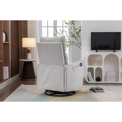 Fauteuil à bascule pivotant en coton et lin, fauteuil inclinable avec dossier réglable et repose-pieds pour chambre d'enfant