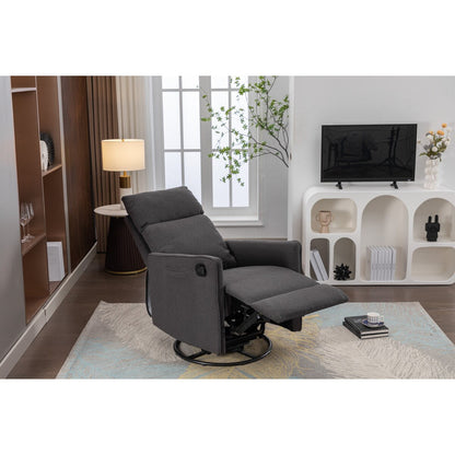 Fauteuil à bascule pivotant en coton et lin, fauteuil inclinable avec dossier réglable et repose-pieds pour chambre d'enfant