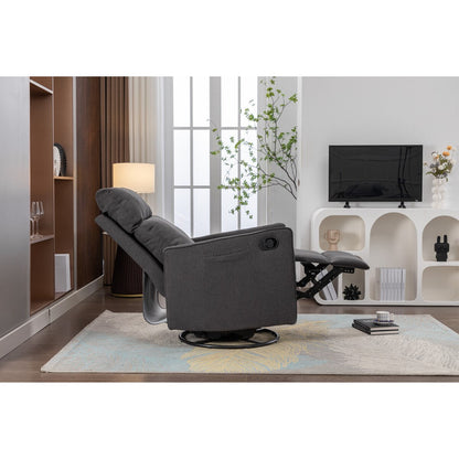 Fauteuil à bascule pivotant en coton et lin, fauteuil inclinable avec dossier réglable et repose-pieds pour chambre d'enfant