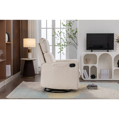 Fauteuil à bascule pivotant en coton et lin, fauteuil inclinable avec dossier réglable et repose-pieds pour chambre d'enfant