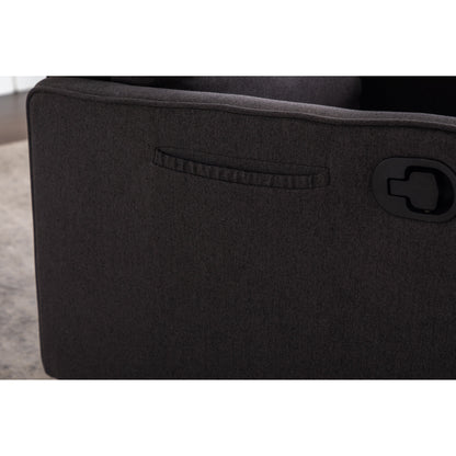 Fauteuil à bascule pivotant en coton et lin avec dossier et repose-pieds réglables