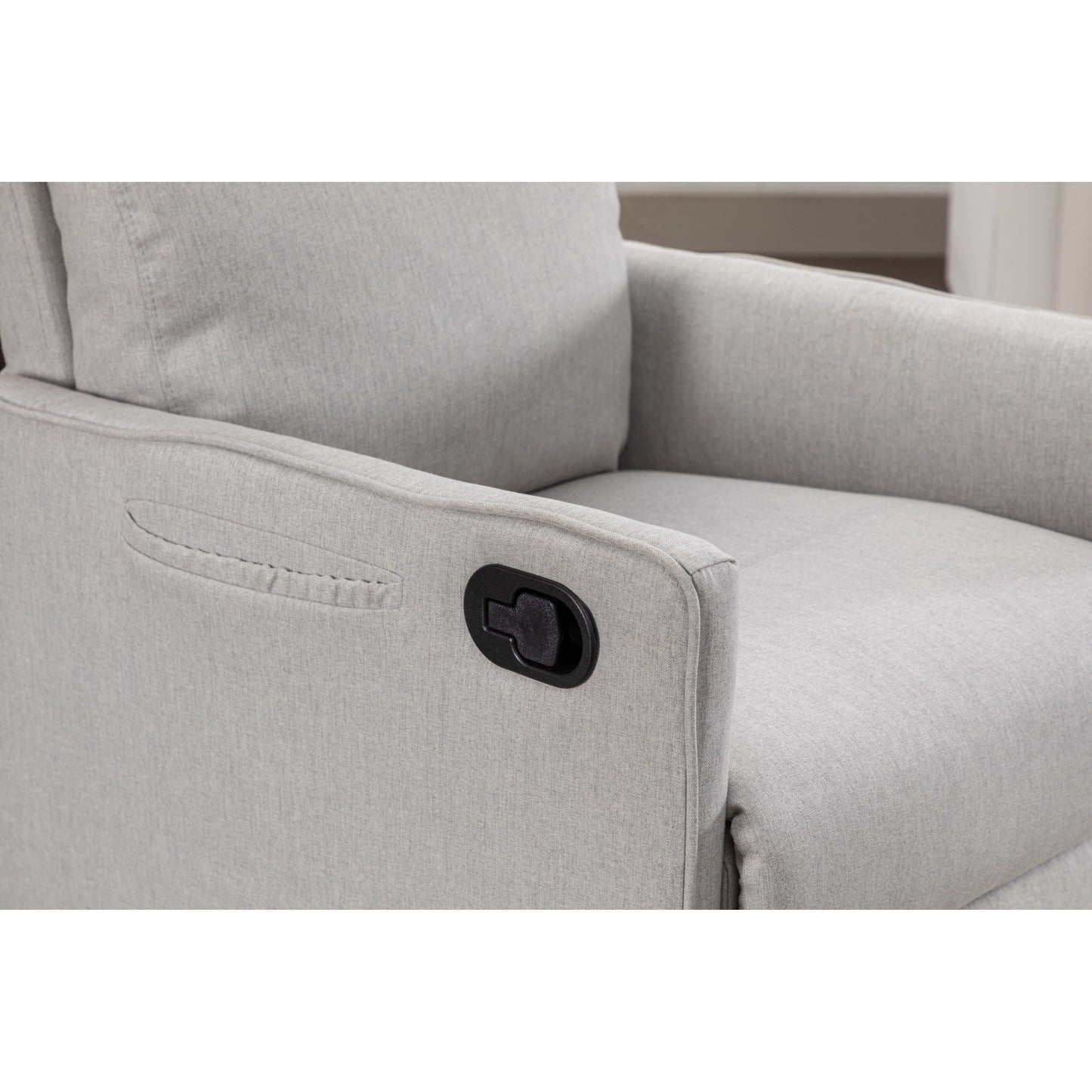 Fauteuil à bascule pivotant en coton et lin avec dossier et repose-pieds réglables