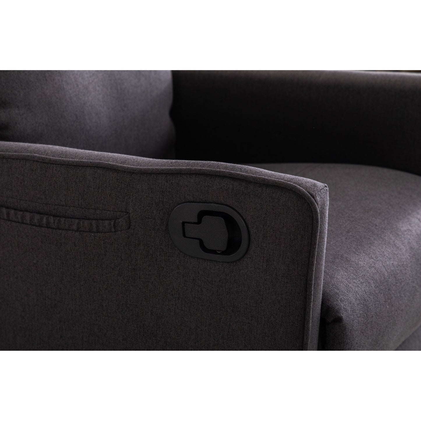 Fauteuil à bascule pivotant en coton et lin avec dossier et repose-pieds réglables