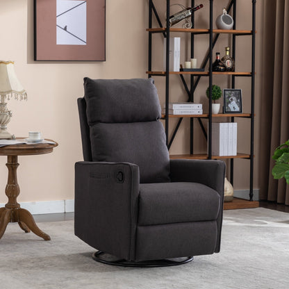 Fauteuil à bascule pivotant en tissu coton et lin