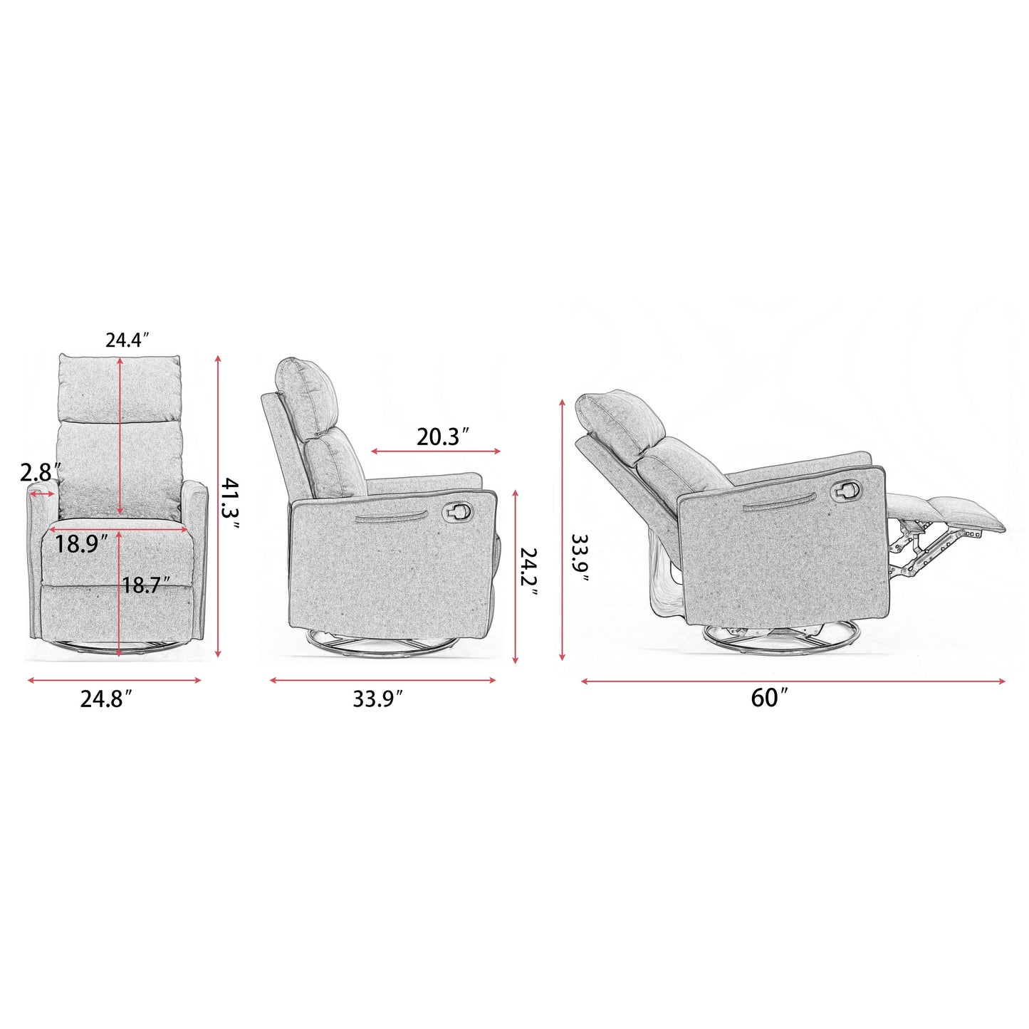 Fauteuil à bascule pivotant en tissu coton et lin
