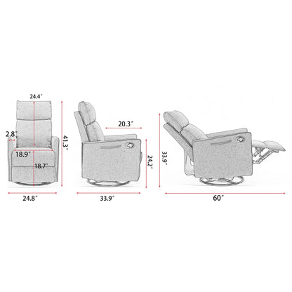 Fauteuil à bascule pivotant en tissu coton et lin