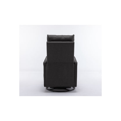 Fauteuil à bascule pivotant en tissu coton et lin