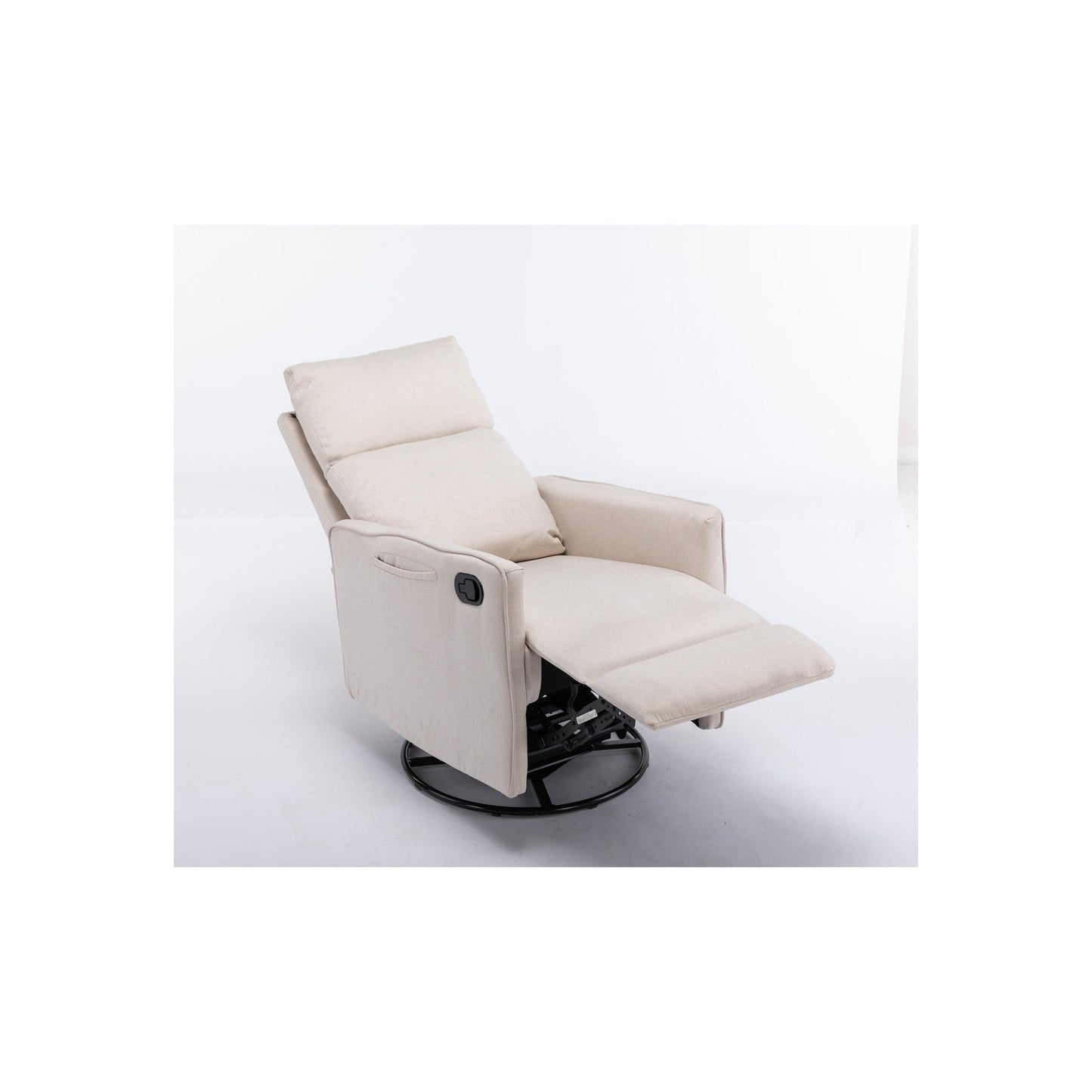 Fauteuil à bascule pivotant en tissu coton et lin