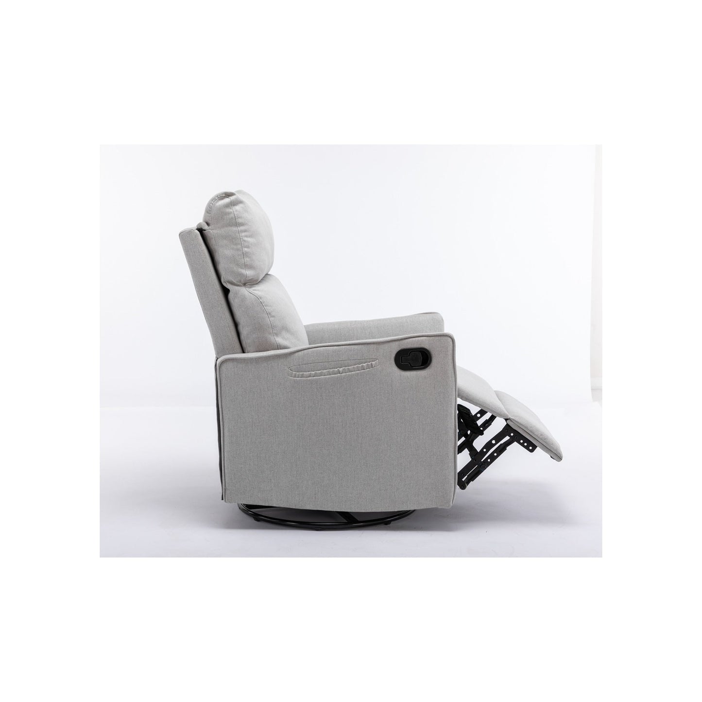 Fauteuil à bascule pivotant en tissu coton et lin