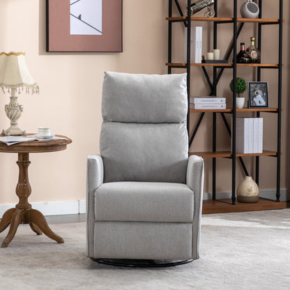 Fauteuil à bascule pivotant en tissu coton et lin