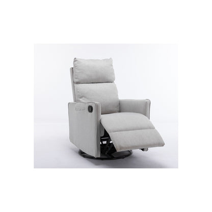 Fauteuil à bascule pivotant en tissu coton et lin
