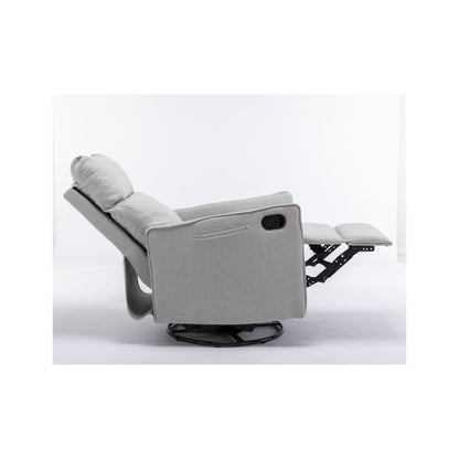 Fauteuil à bascule pivotant en tissu coton et lin