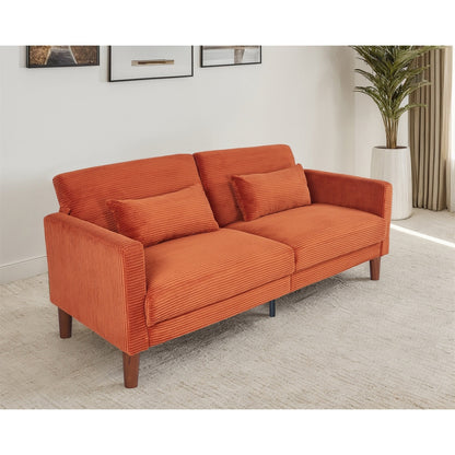 Canapé-lit en velours côtelé avec 2 coussins pour salon et chambre à coucher