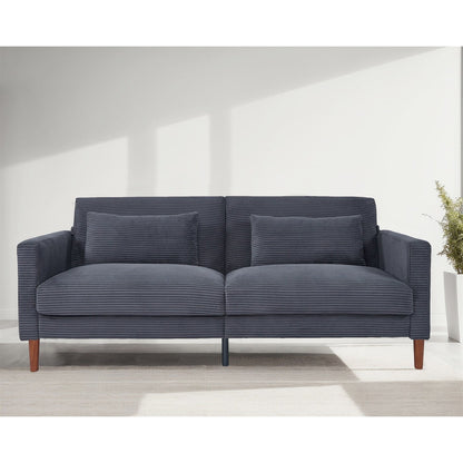 Canapé-lit en velours côtelé avec 2 coussins pour salon et chambre à coucher