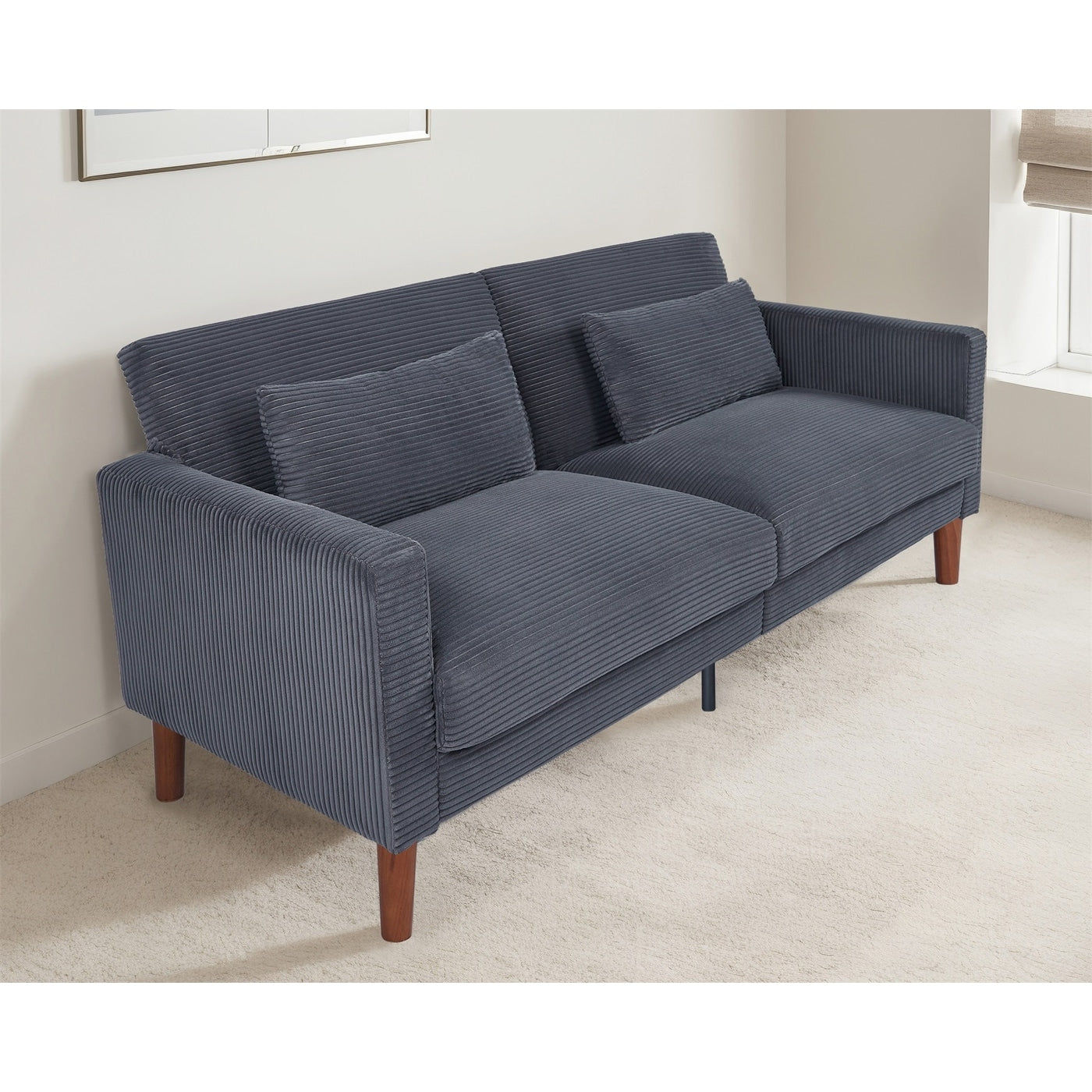 Canapé-lit en velours côtelé avec 2 coussins pour salon et chambre à coucher