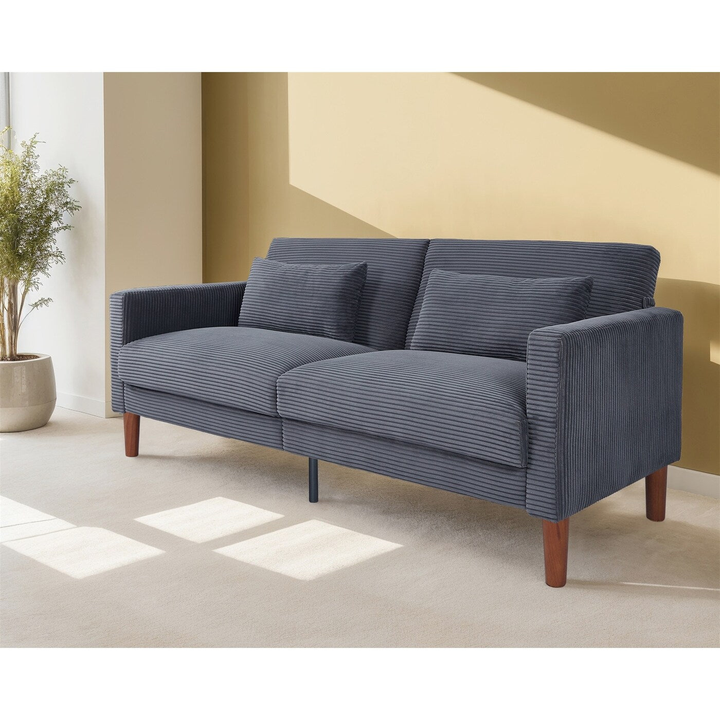 Canapé-lit en velours côtelé avec 2 coussins pour salon et chambre à coucher