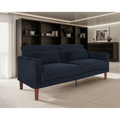 Canapé-lit en velours côtelé avec 2 coussins pour salon et chambre à coucher