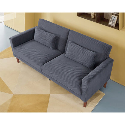 Canapé-lit en velours côtelé avec 2 coussins pour salon et chambre à coucher