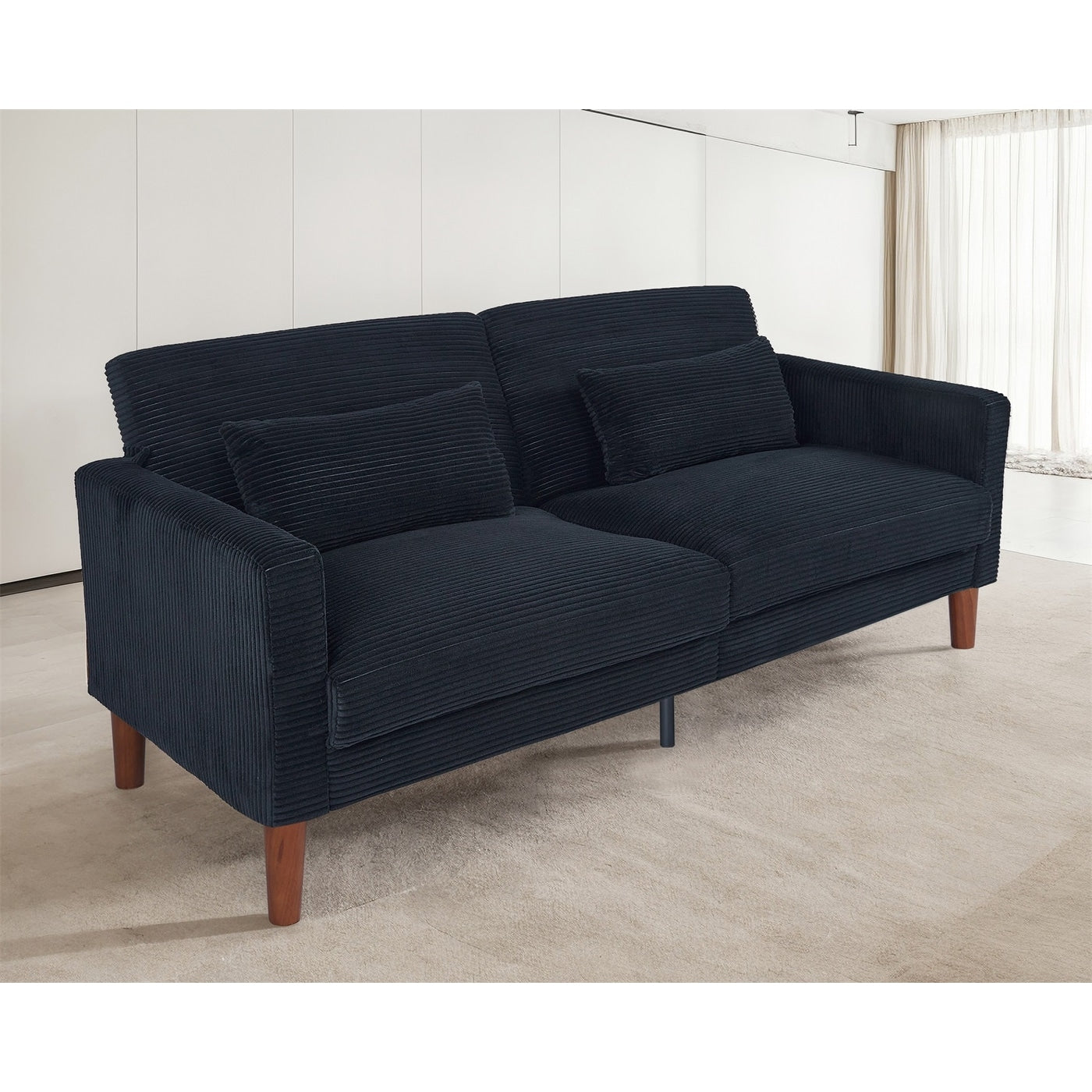 Canapé-lit en velours côtelé avec 2 coussins pour salon et chambre à coucher