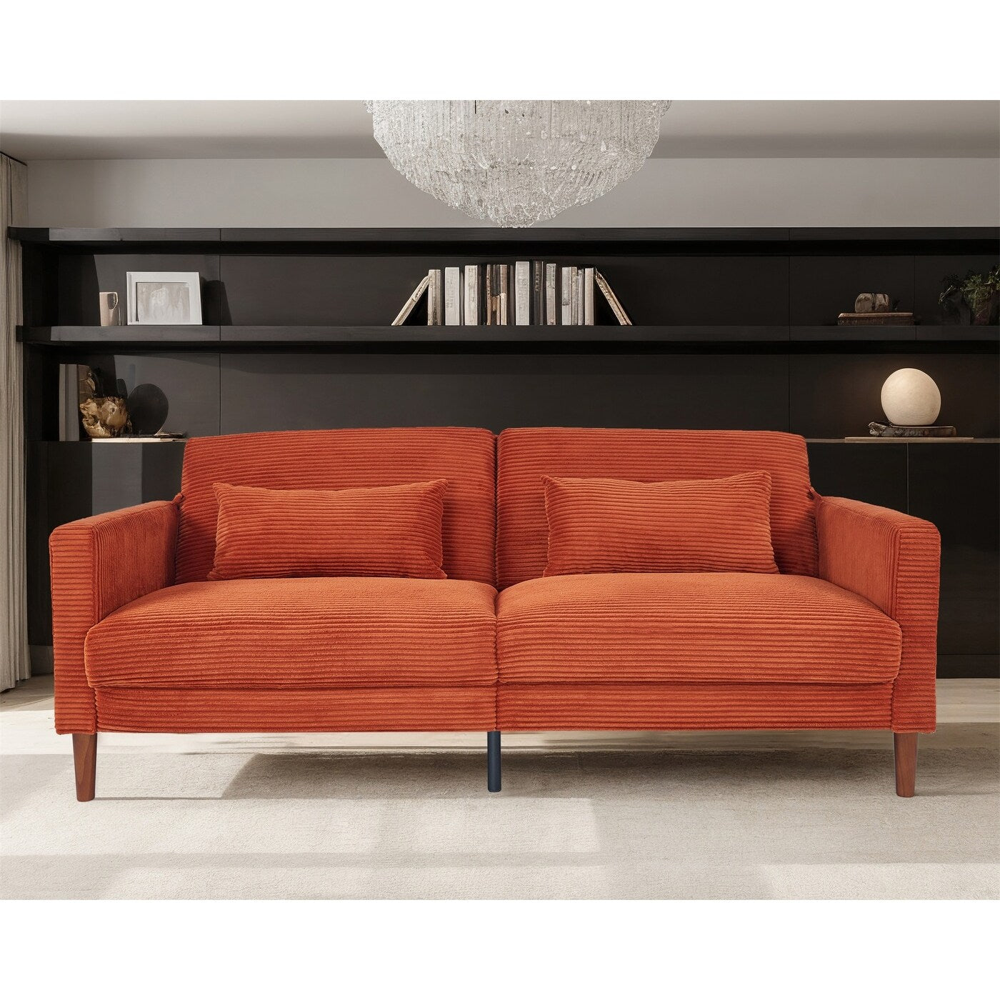 Canapé-lit en velours côtelé avec 2 coussins pour salon et chambre à coucher