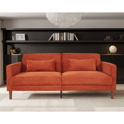 Canapé-lit en velours côtelé avec 2 coussins pour salon et chambre à coucher