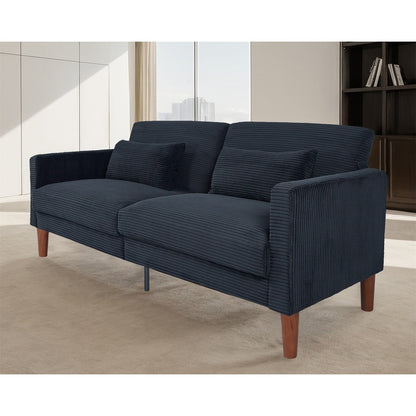 Canapé-lit en velours côtelé avec 2 coussins pour salon et chambre à coucher