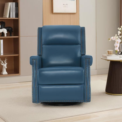 Fauteuil inclinable à bascule manuel en cuir véritable avec base pivotante en métal à 360 degrés