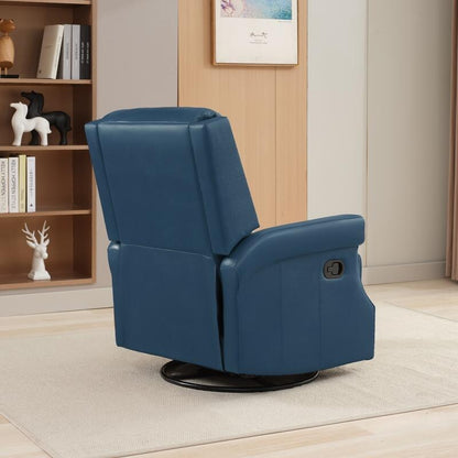 Fauteuil inclinable à bascule manuel en cuir véritable avec base pivotante en métal à 360 degrés
