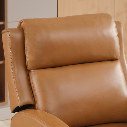 Fauteuil inclinable en cuir véritable avec dossier multi-angles et pieds en bois massif