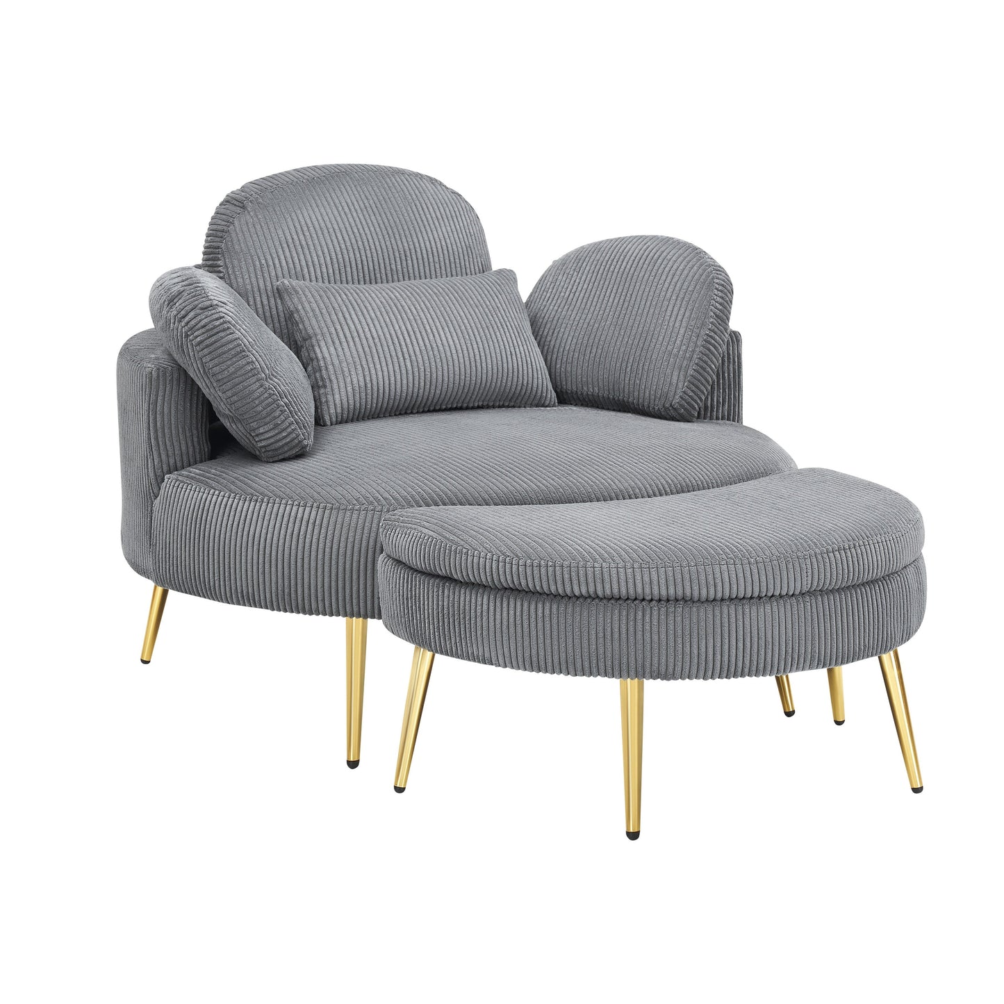 Fauteuil simple Cozy 43 avec 3 coussins - Tissu velours côtelé confortable pour salle de réunion et usage domestique