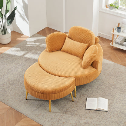 Fauteuil simple Cozy 43 avec 3 coussins - Tissu velours côtelé confortable pour salle de réunion et usage domestique