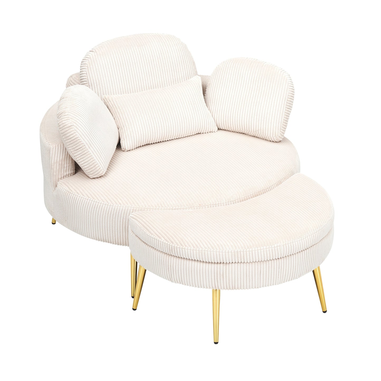 Fauteuil simple Cozy 43 avec 3 coussins - Tissu velours côtelé confortable pour salle de réunion et usage domestique