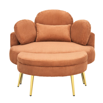 Fauteuil simple Cozy 43 avec 3 coussins - Tissu velours côtelé confortable pour salle de réunion et usage domestique