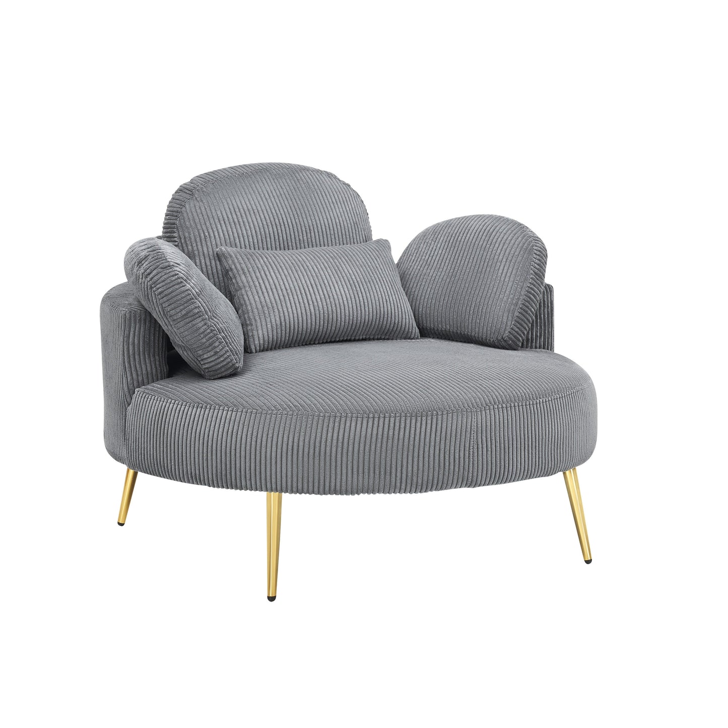 Fauteuil simple Cozy 43 avec 3 coussins - Tissu velours côtelé confortable pour salle de réunion et usage domestique