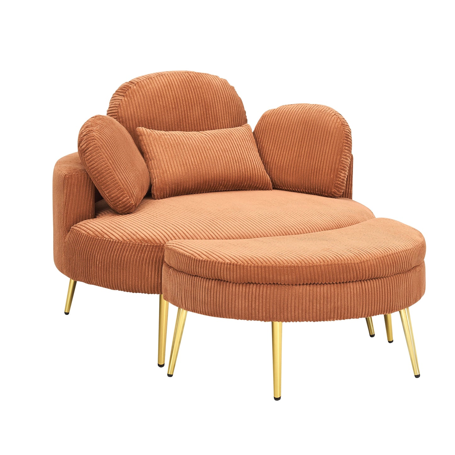 Fauteuil simple Cozy 43 avec 3 coussins - Tissu velours côtelé confortable pour salle de réunion et usage domestique