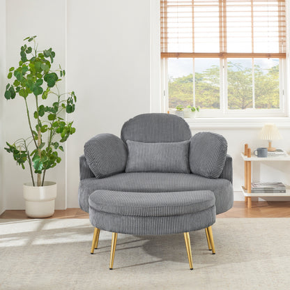 Fauteuil simple Cozy 43 avec 3 coussins - Tissu velours côtelé confortable pour salle de réunion et usage domestique
