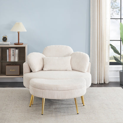 Fauteuil simple Cozy 43 avec 3 coussins - Tissu velours côtelé confortable pour salle de réunion et usage domestique