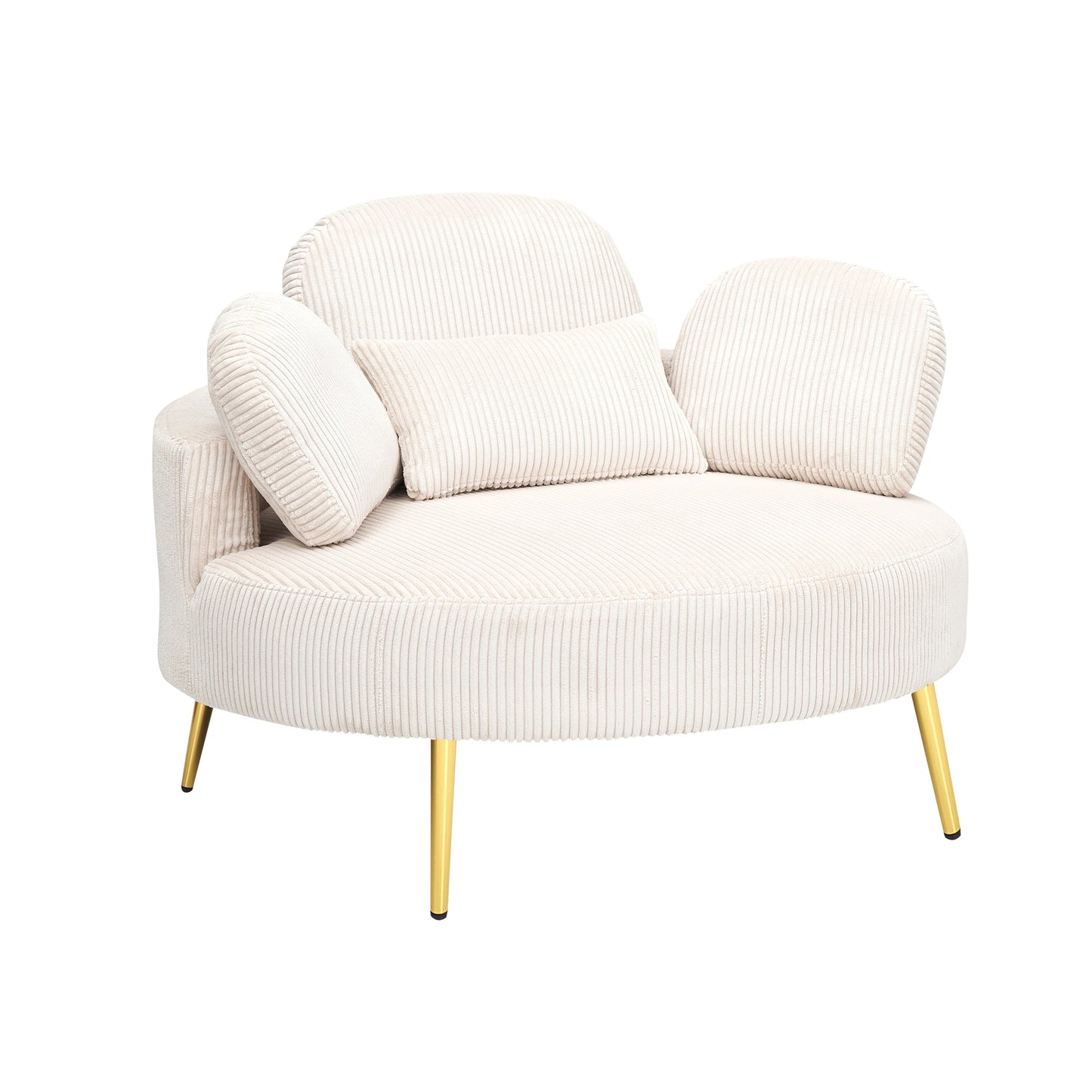 Fauteuil simple Cozy 43 avec 3 coussins - Tissu velours côtelé confortable pour salle de réunion et usage domestique