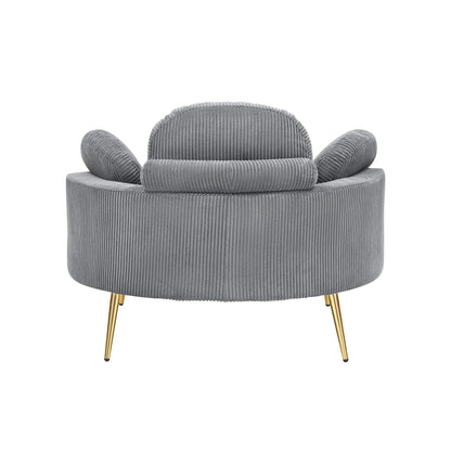 Fauteuil simple Cozy 43 avec 3 coussins - Tissu velours côtelé confortable pour salle de réunion et usage domestique