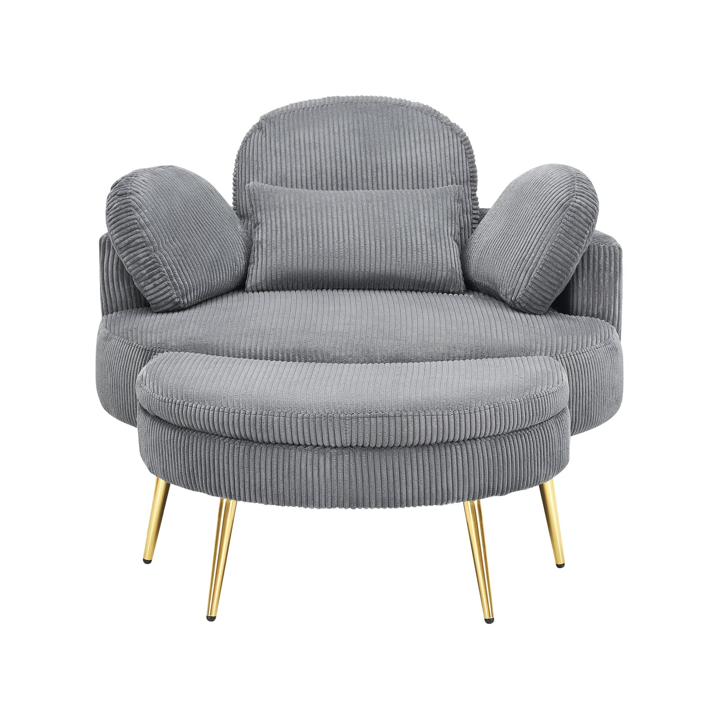 Fauteuil simple Cozy 43 avec 3 coussins - Tissu velours côtelé confortable pour salle de réunion et usage domestique