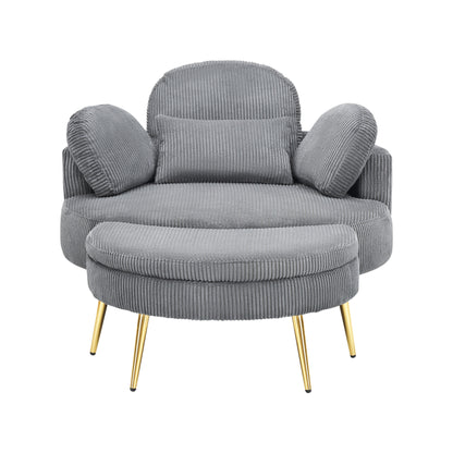 Fauteuil simple Cozy 43 avec 3 coussins - Tissu velours côtelé confortable pour salle de réunion et usage domestique