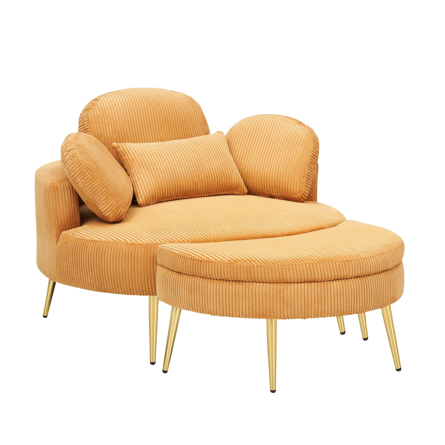 Fauteuil simple Cozy 43 avec 3 coussins - Tissu velours côtelé confortable pour salle de réunion et usage domestique