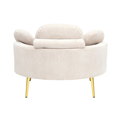 Fauteuil simple Cozy 43 avec 3 coussins - Tissu velours côtelé confortable pour salle de réunion et usage domestique