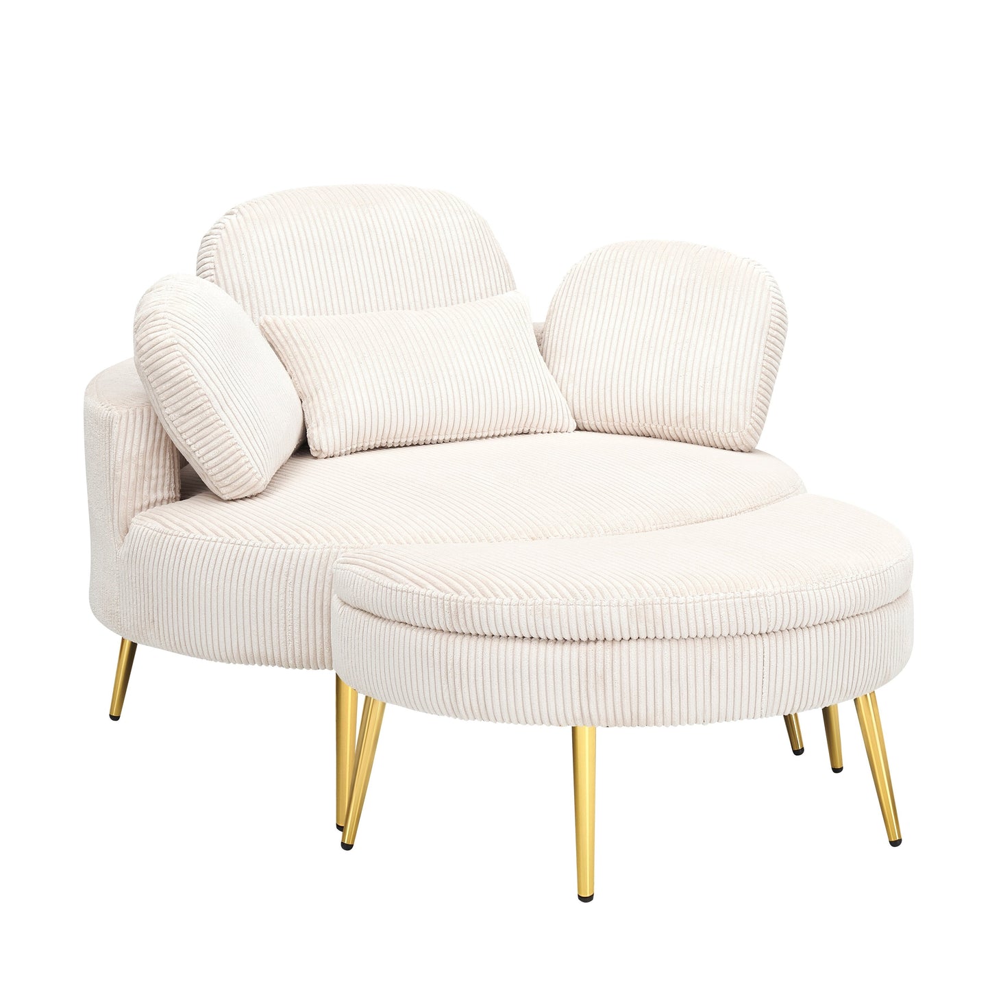 Fauteuil simple Cozy 43 avec 3 coussins - Tissu velours côtelé confortable pour salle de réunion et usage domestique