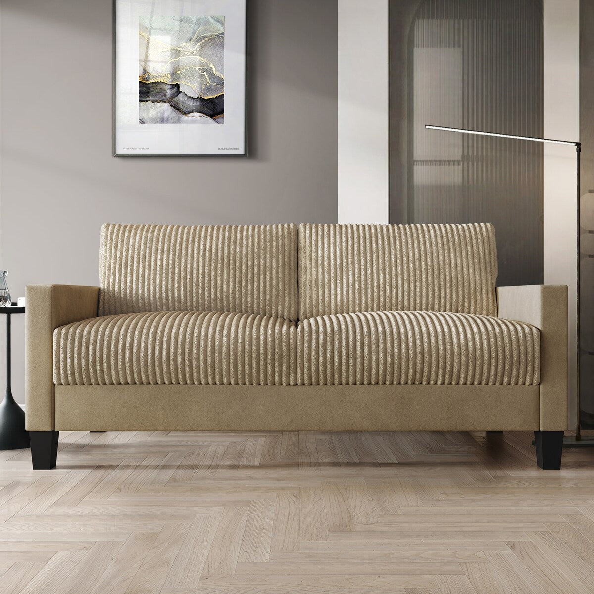 Canapé rembourré en velours côtelé CraftPorch de style milieu de siècle moderne