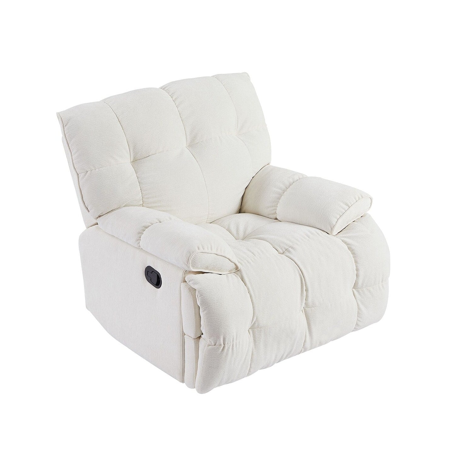 Fauteuil inclinable manuel pivotant à 360°, rembourré, couleur crème, avec accoudoirs et siège plus larges pour le salon