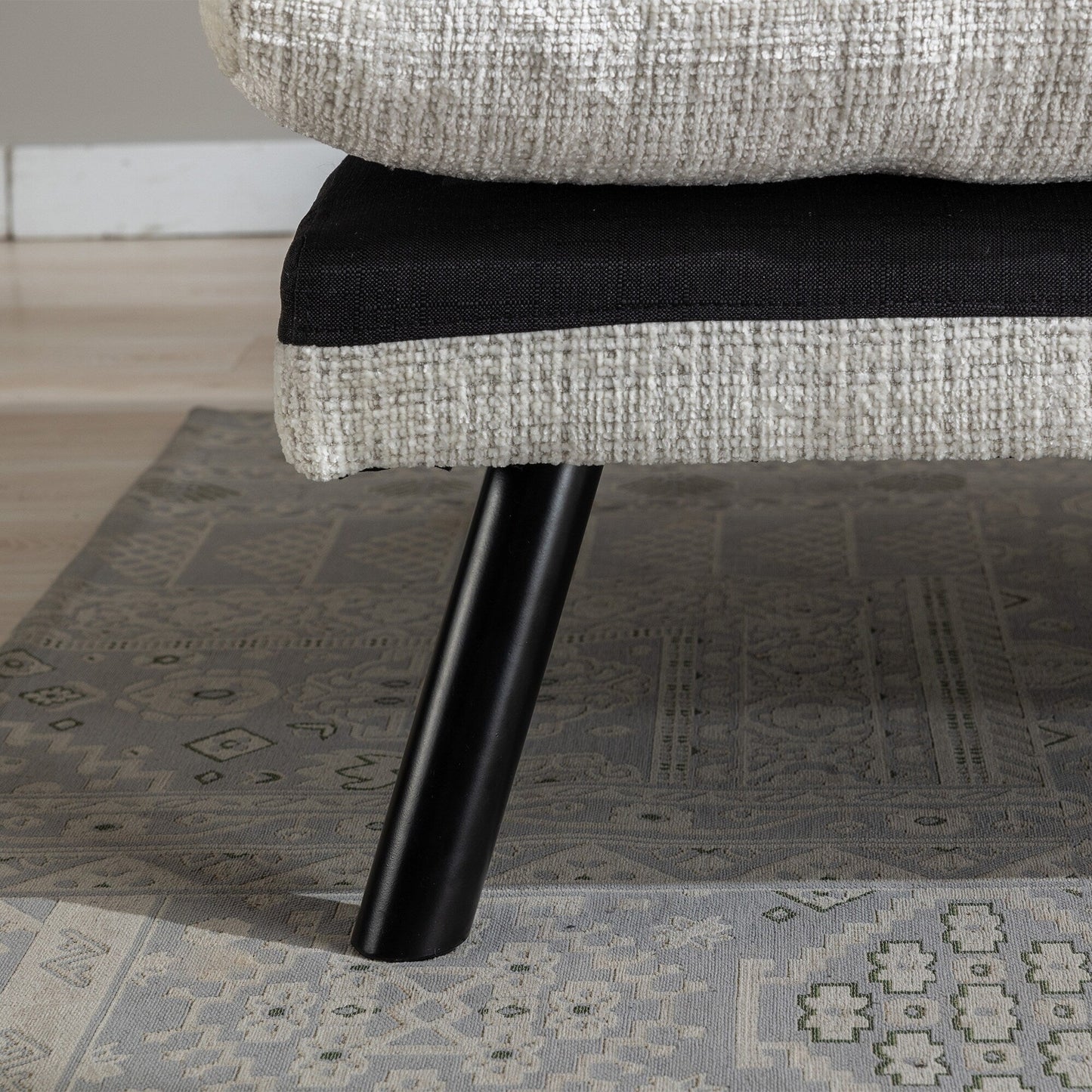 Canapé-lit futon convertible en chenille blanc crème