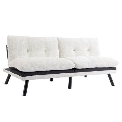 Canapé-lit futon convertible en chenille blanc crème
